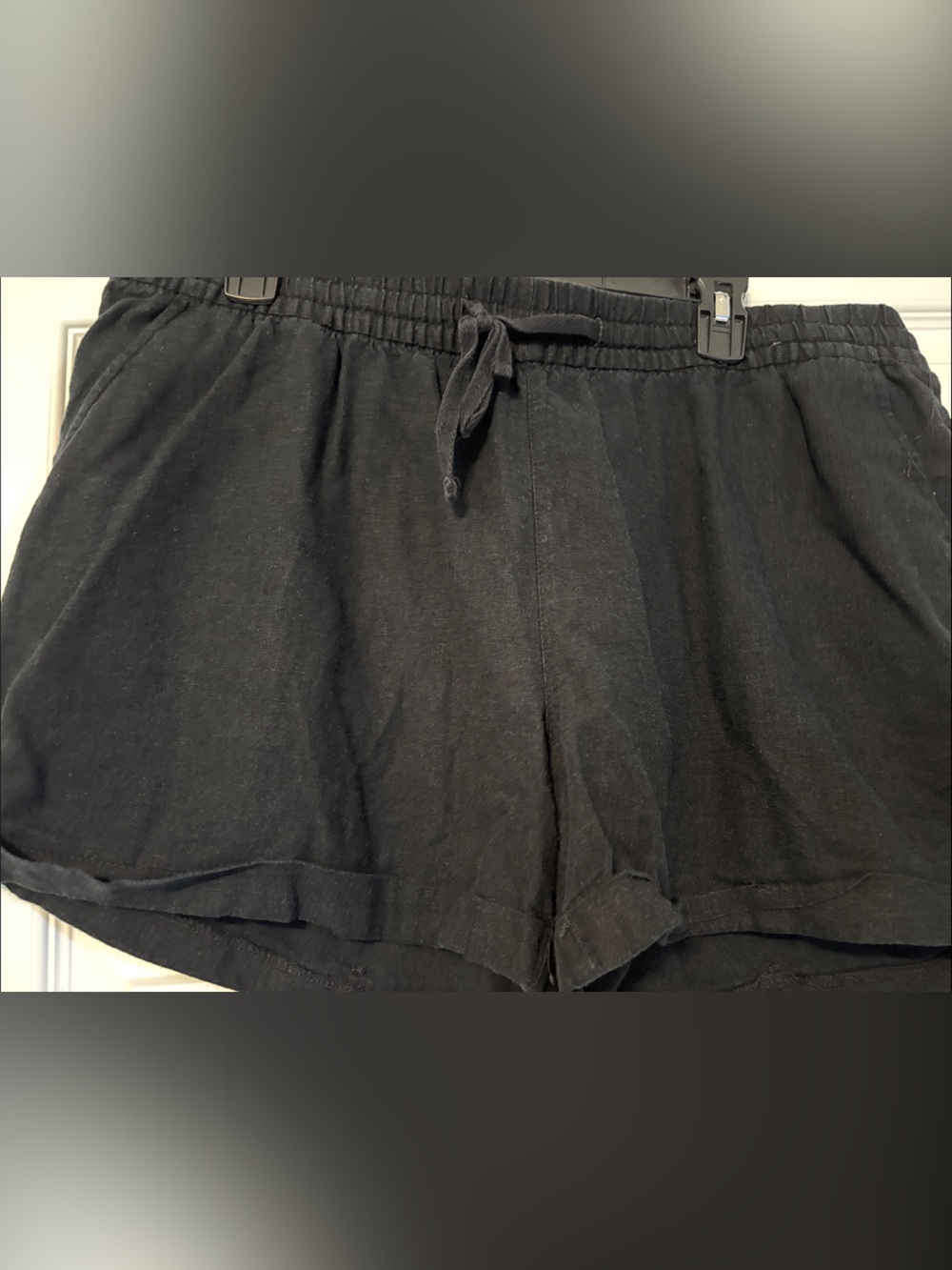 Old Navy Black Elastic Waist Linen Shorts